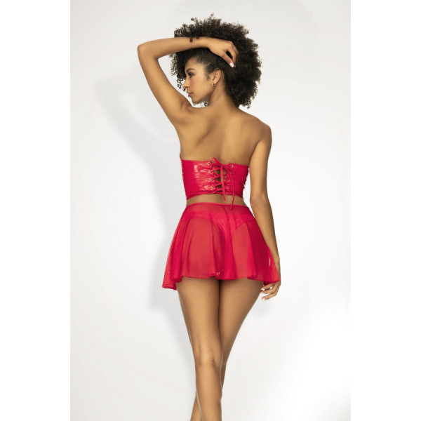 Ensemble lingerie Deux Pièces "Wet Look" Rouge 